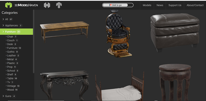 100 フリー の3dモデル配布サイト 3d Model Haven 開始 ユーザー登録不要でハイクオリティな家具などのアセットを入手できる Indiegamesjp Dev