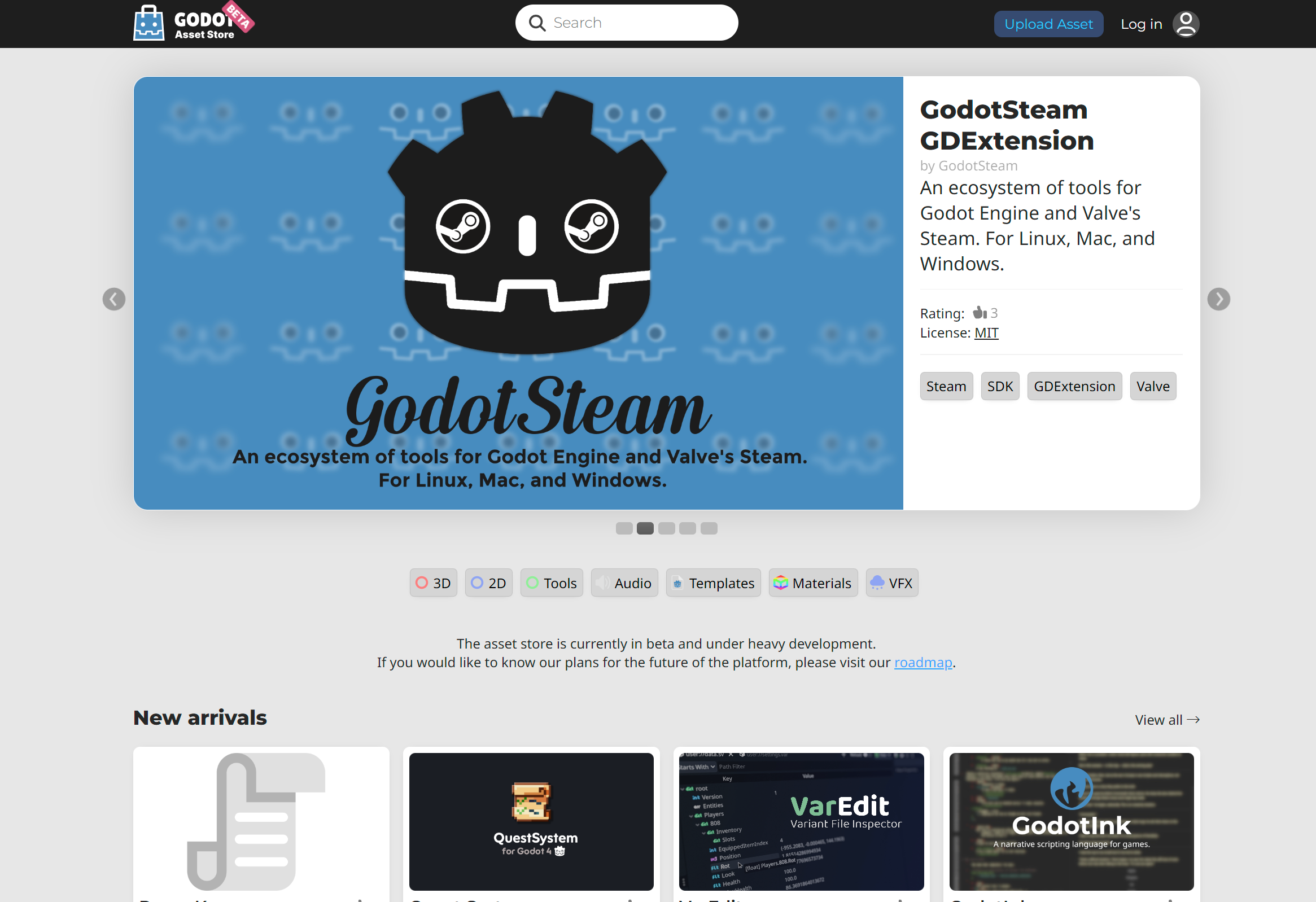 Godot asset store beta 